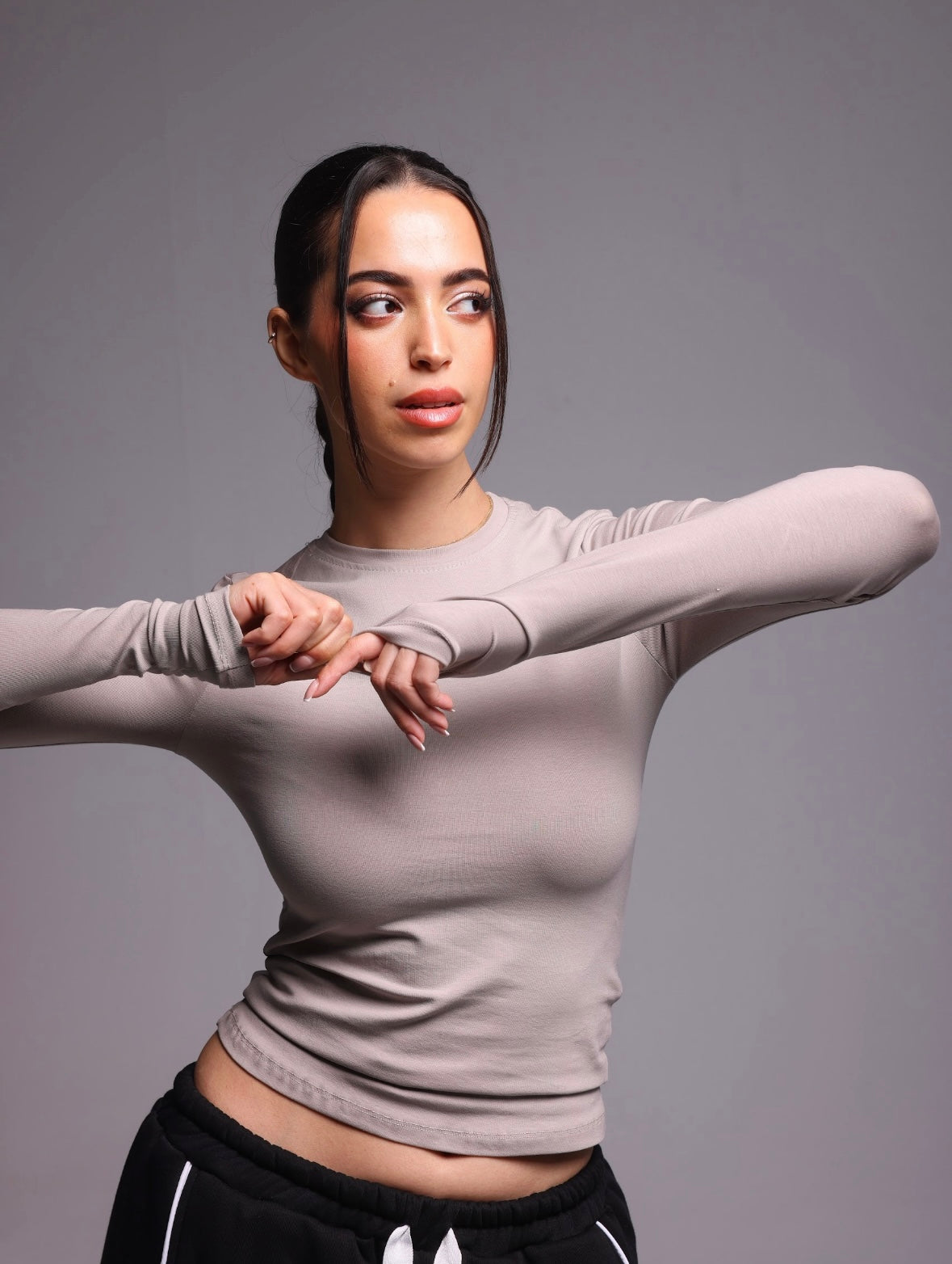 SILVER LONG SLEEVE TOP